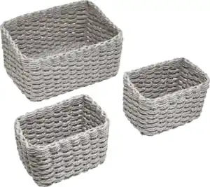 IDEENWELT Aufbewahrungskörbe grau 3er-Set