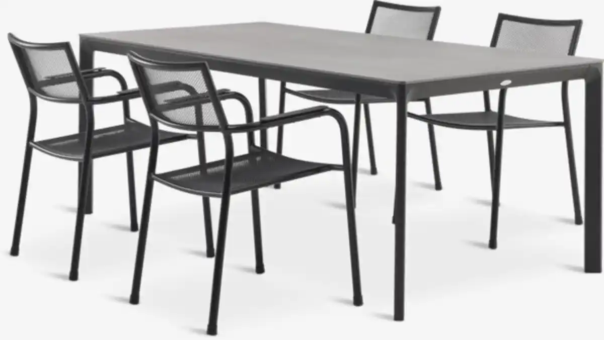 Bild 1 von KUMLA L200 Tisch grau + 4 HEMSEDAL Stuhl schwarz