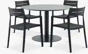 VAMDRUP Ø120 Tisch grau + 4 INGSTRUP Stuhl schwarz