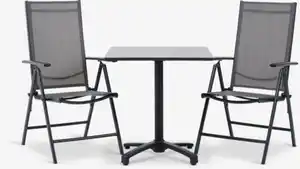 TIPMOSE L70 Tisch grau + 2 MELLBY Stuhl schwarz