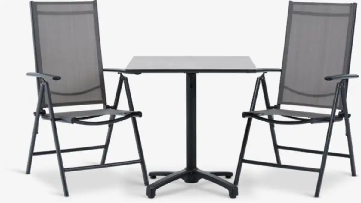 Bild 1 von TIPMOSE L70 Tisch grau + 2 MELLBY Stuhl schwarz