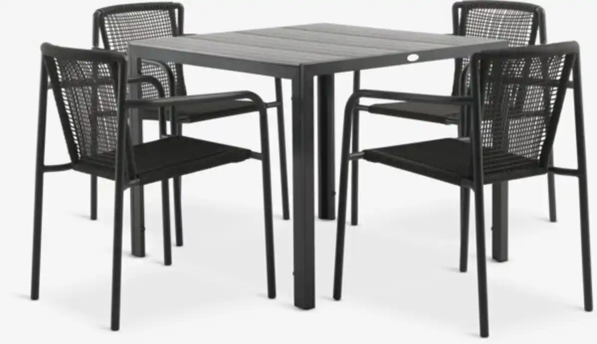 Bild 1 von MADERUP L90 Tisch schwarz + 4 KRISTIANSTAD Stuhl grün