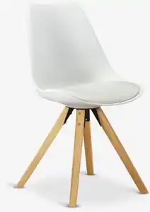 Esszimmerstuhl BLOKHUS weißes Kunstleder/natur