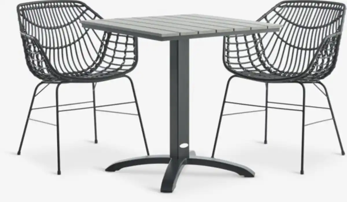 Bild 1 von HOBRO L70 Tisch grau + 2 ILDERHUSE Stuhl schwarz