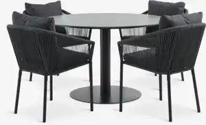 VAMDRUP Ø120 Tisch + 4 GILJA Stuhl grau