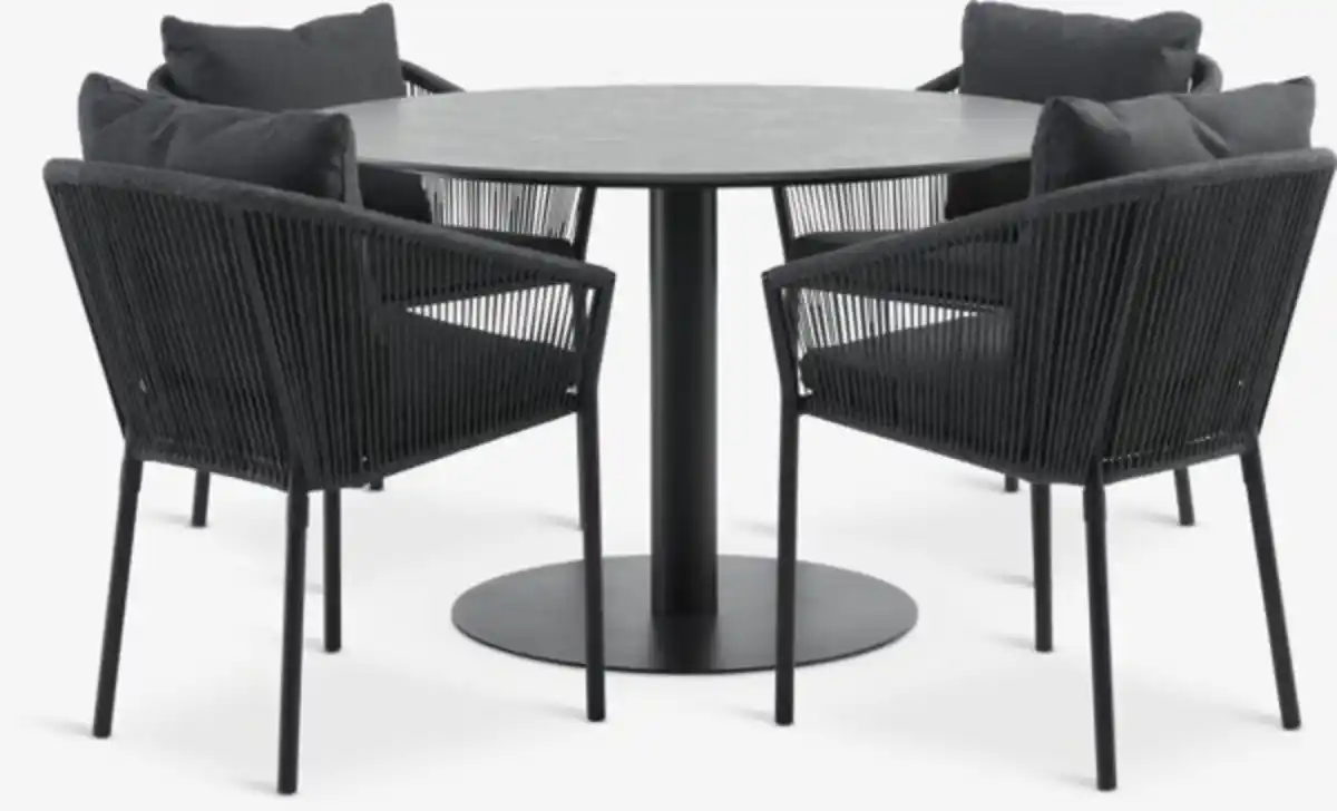 Bild 1 von VAMDRUP Ø120 Tisch + 4 GILJA Stuhl grau
