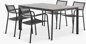 KUMLA L150 Tisch grau + 4 HEMSEDAL Stühle schwarz