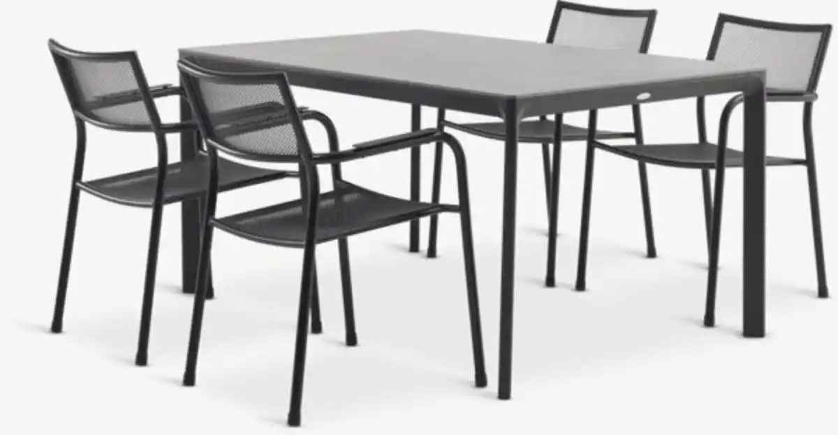 Bild 1 von KUMLA L150 Tisch grau + 4 HEMSEDAL Stühle schwarz