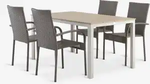 MARIELYST L150 Tisch beige + 4 GUDHJEM Stuhl natur