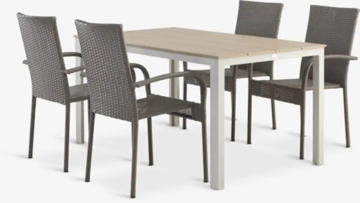 Bild 1 von MARIELYST L150 Tisch beige + 4 GUDHJEM Stuhl natur