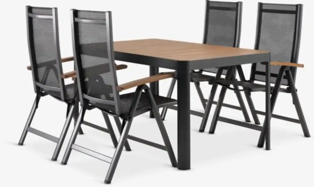 Bild 1 von SIRDAL L149 Tisch Hartholz + 4 SIRDAL Stuhl grau