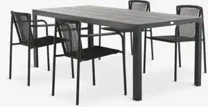 MADERUP L205 Tisch schwarz + 4 KRISTIANSTAD grün Stuhl