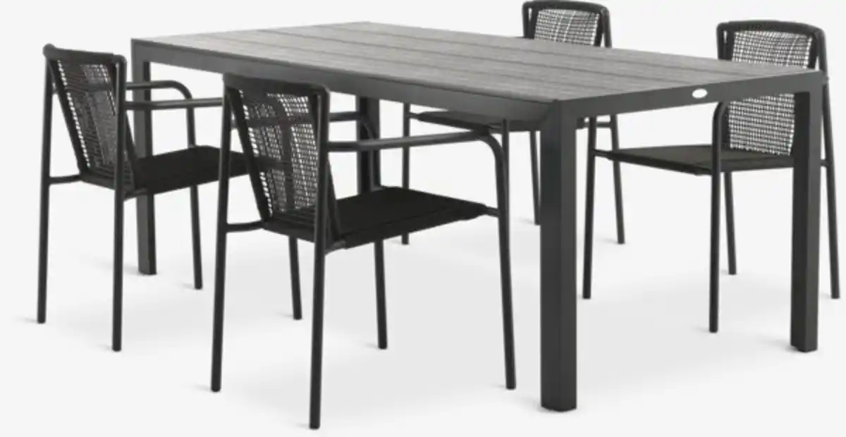 Bild 1 von MADERUP L205 Tisch schwarz + 4 KRISTIANSTAD grün Stuhl