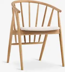 Esszimmerstuhl LYKSBORG Eiche natur/off-white Stoff