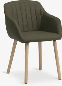 Esszimmerstuhl ADSLEV Stoff olivgrün/Eiche natur