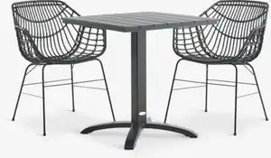 HOBRO L70 Tisch + 2 ILDERHUSE Stuhl schwarz