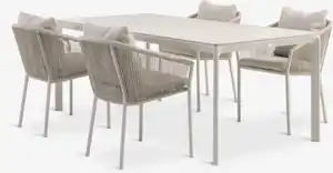 KUMLA L200 Tisch + 4 GILJA Stuhl beige