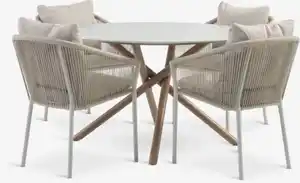 SANDVIG Ø120 Tisch + 4 GILJA beige