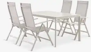 KUMLA L150 Tisch + 4 LOMMA Stuhl beige