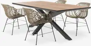 YPNASTED L215 Tisch + 4 ILDERHUSE Stuhl natur