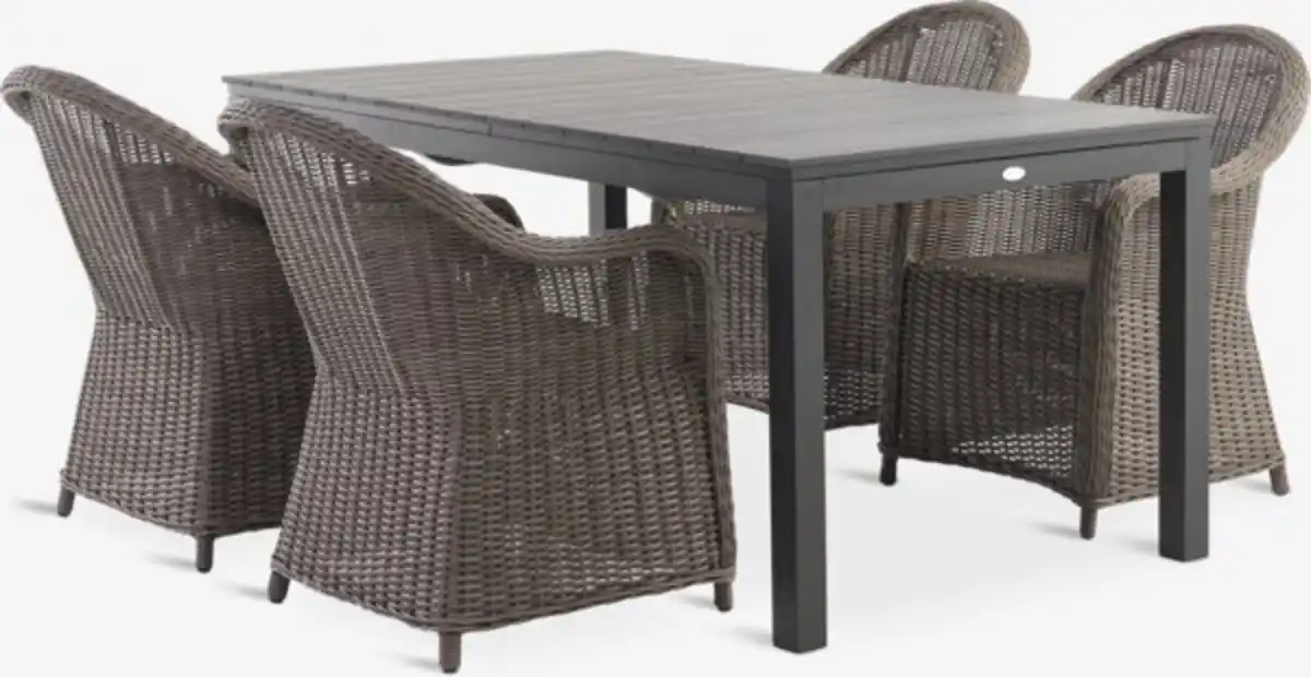 Bild 1 von VATTRUP L172/276 Tisch schwarz + 4 GAMMELBY Stuhl grau