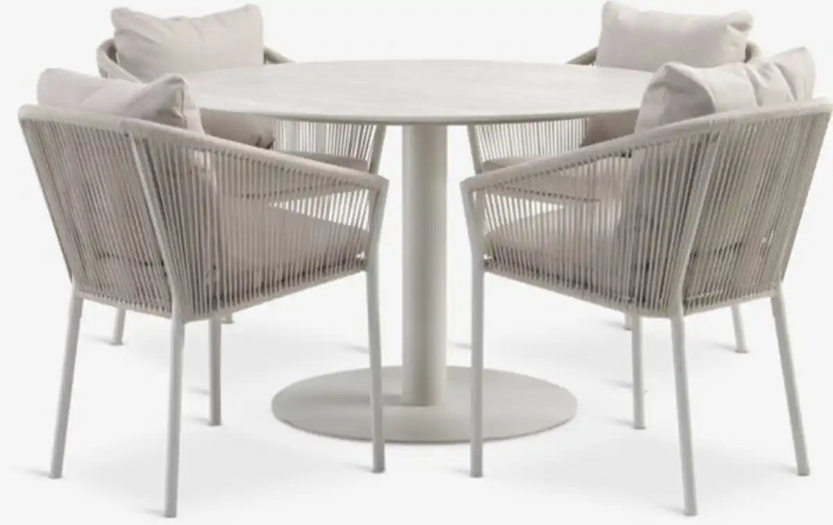 Bild 1 von VAMDRUP Ø120 Tisch + 4 GILJA Stuhl beige