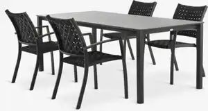LANGET L207 Tisch + 4 GLOMFJORD Stühle schwarz