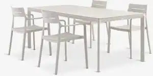 KUMLA L200 Tisch + 4 INGSTRUP Stuhl beige