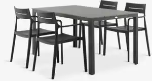 MARIELYST L150 Tisch grau + 4 INGSTRUP Stuhl schwarz