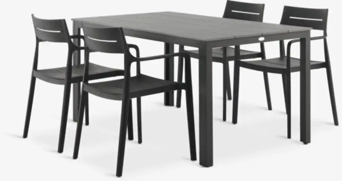 Bild 1 von MARIELYST L150 Tisch grau + 4 INGSTRUP Stuhl schwarz