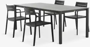 LANGET L207 Tisch + 4 INGSTRUP Stühle schwarz