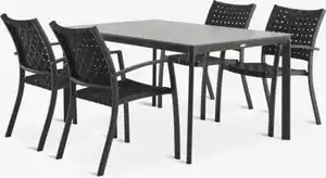 KUMLA L150 Tisch grau + 4 GLOMFJORD Stuhl schwarz