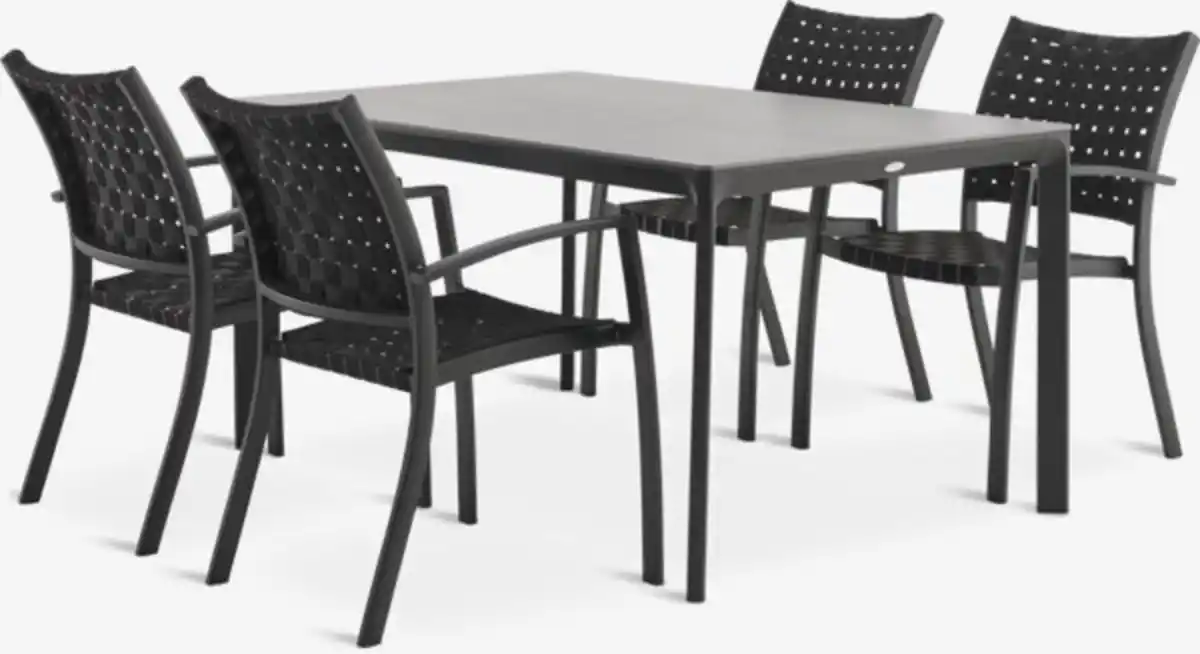 Bild 1 von KUMLA L150 Tisch grau + 4 GLOMFJORD Stuhl schwarz