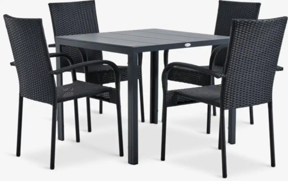 Bild 1 von MADERUP L90 Tisch + 4 GUDHJEM Stuhl schwarz