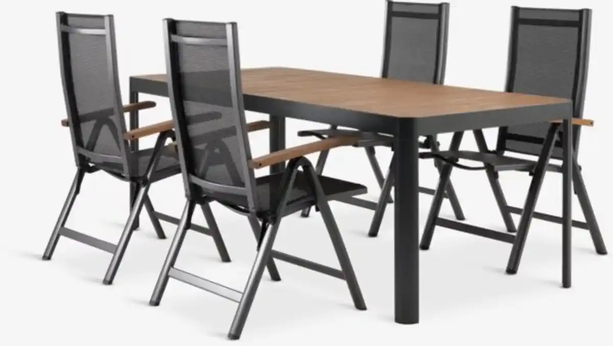 Bild 1 von SIRDAL L211 Tisch Hartholz + 4 SIRDAL Stuhl grau