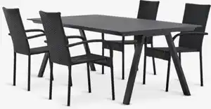 FAUSING L220 Tisch + 4 GUDHJEM Stühle schwarz