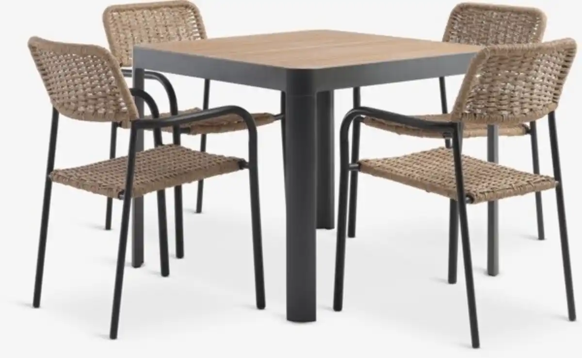 Bild 1 von SIRDAL L91 Tisch Hartholz + 4 ORKANGER Stuhl natur