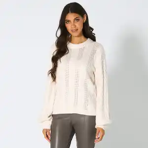 Damen-Pullover mit Zopfstrickmuster