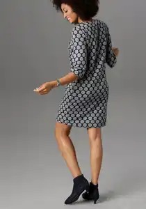 Aniston SELECTED Jerseykleid mit Punkten & Streifen, Blau|grau