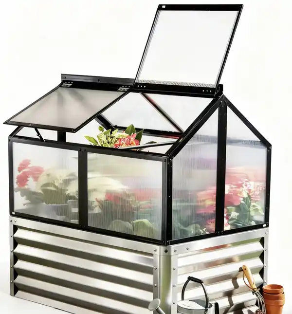 Bild 3 von Garten-Hochbeet mit Dach-/ Frühbeet ca. 80 x 120 x 44 cm Silber