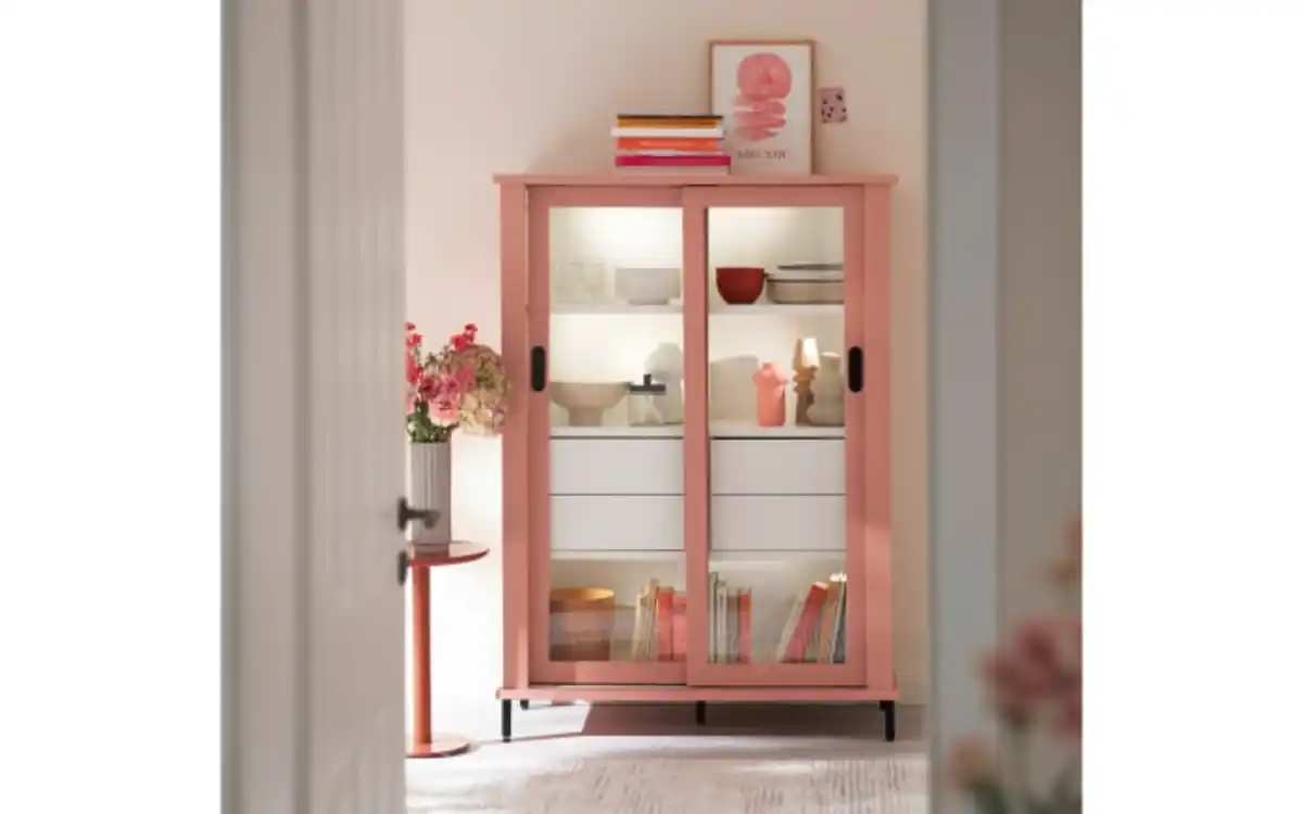 Bild 2 von Schöner Wohnen Kollektion - Schiebetürenschrank Village, berry/weiß, inkl. Push-to-Open Funktion