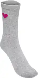 IDEENWELT Rippsocken mit Herzmotiv grau/pink Gr. 35/38