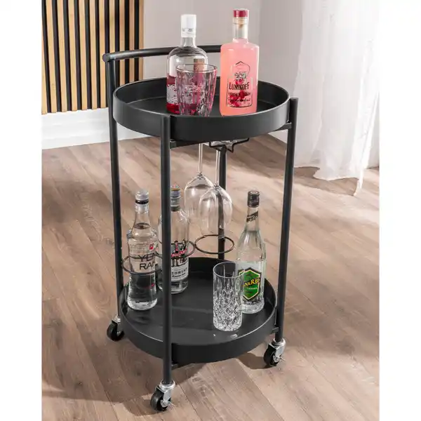 Bild 2 von Bartisch aus Eisen mit Getränkehalterung, ca. 40 x 75 cm - Charcoal