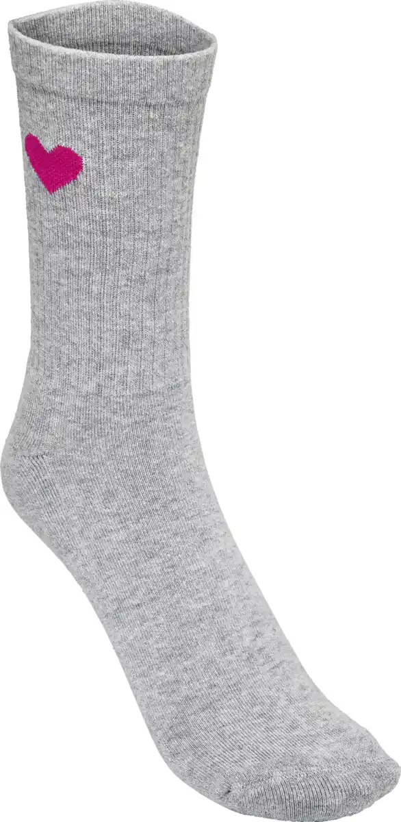 Bild 1 von IDEENWELT Rippsocken mit Herzmotiv grau/pink Gr. 39/42