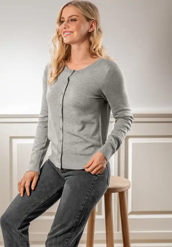 Bild 2 von IDEENWELT Feinstrick Cardigan grau Gr. L
