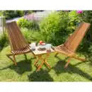 Bild 1 von 2er Set Holzliegestuhl mit Tisch aus Akazie klappbar