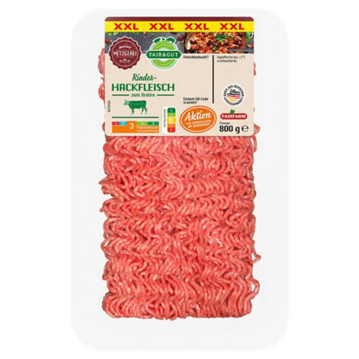 Bild 1 von · FAIR&GUT · Hackfleisch vom Rind XXL 800 g