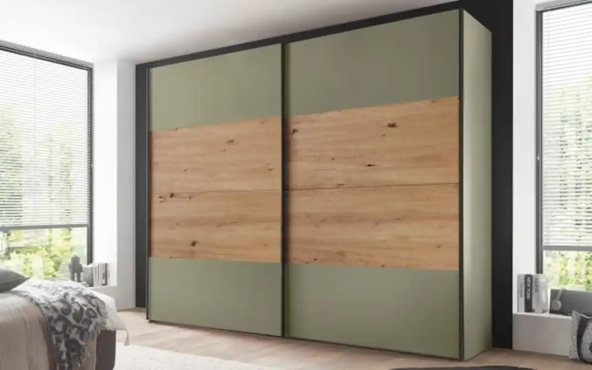 Bild 1 von Staud - Schwebetürenschrank Florina, salbeigrün/Artisan Eiche-Nachbildung