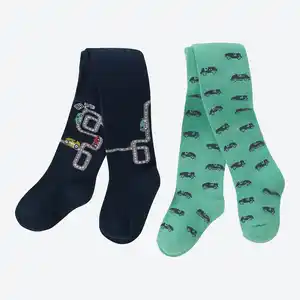 Baby-Jungen-Strickstrumpfhose mit Fahrzeugmotiven, 2er-Pack