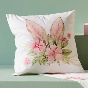 Kissenhülle mit Hasenohren-Motiv, ca. 40x40 cm